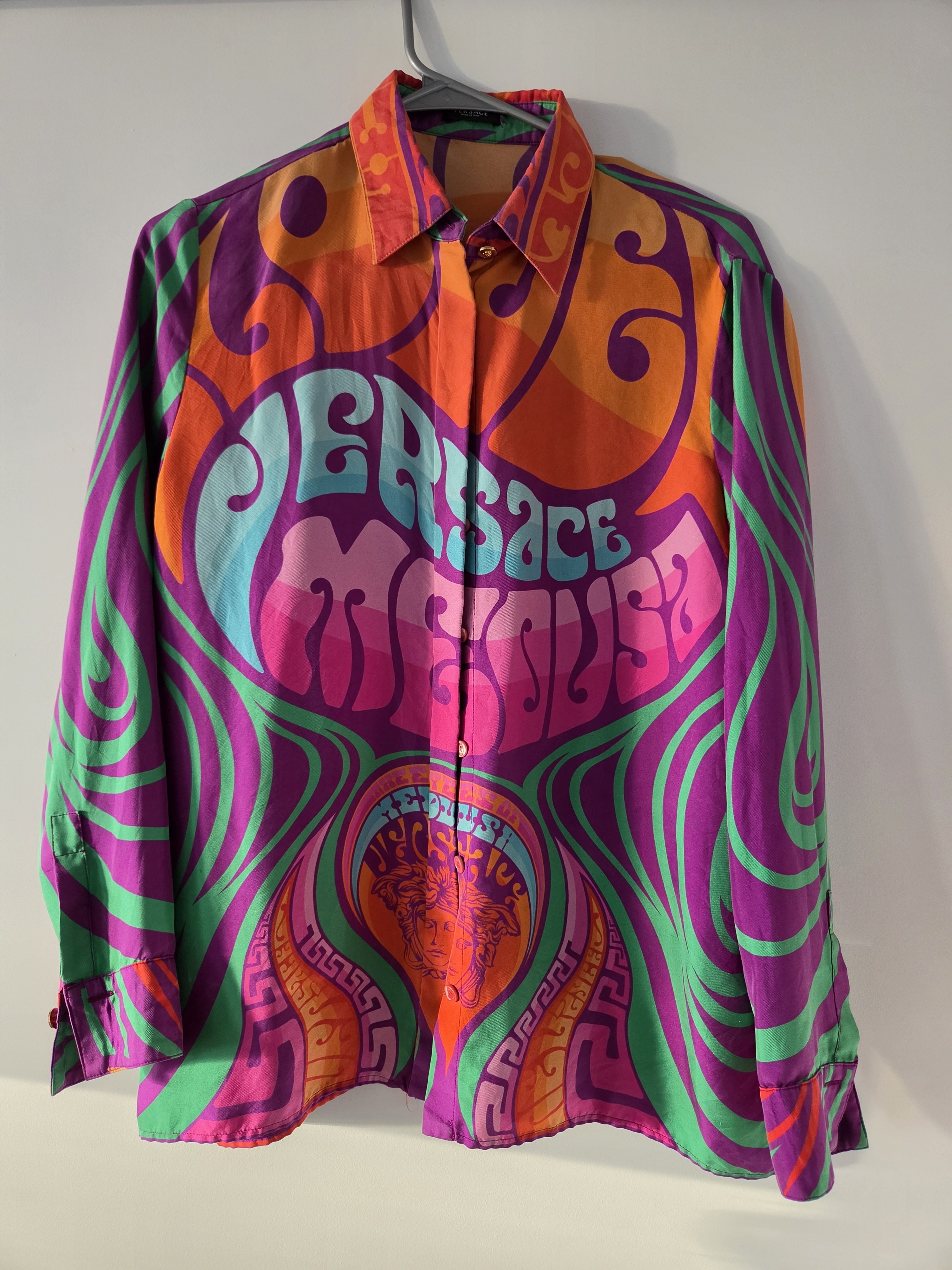 Versace Multicolor Psychedelic Print Button-Down Shirt